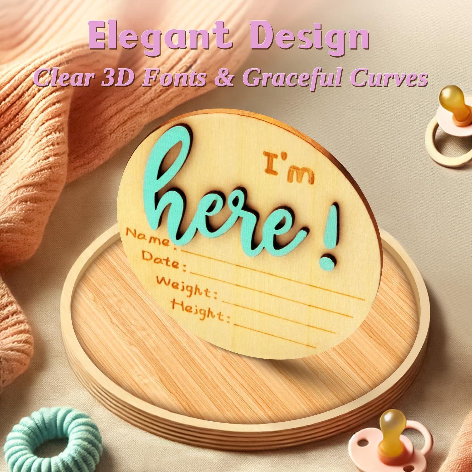 Tarjetas de Hitos Mensuales Bebé - Madera Verde 10.16 cm, 7 Piezas