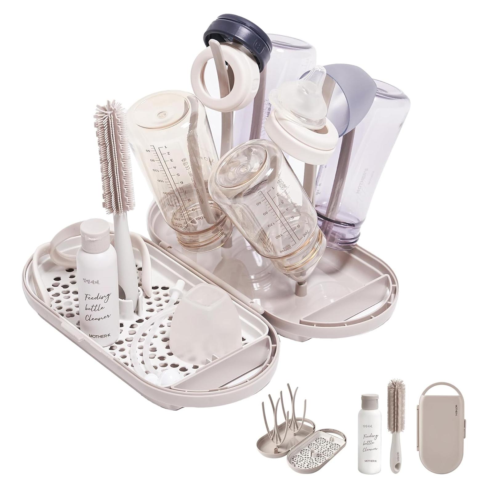 Estante Secador Biberones MOTHER-K con Limpiador y Cepillo