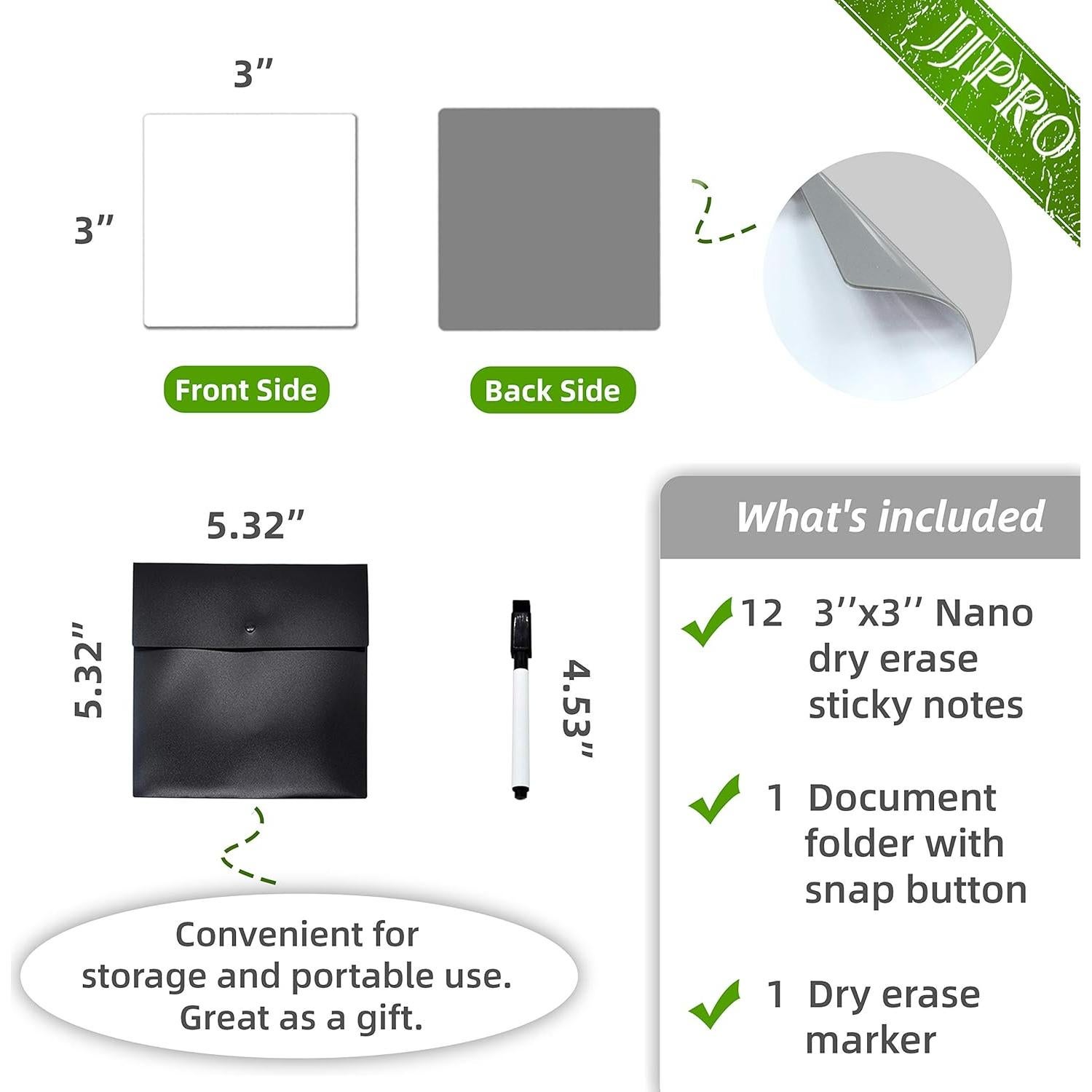 Notas Adhesivas Borrables JJPRO 7.62cm x 7.62cm 12 Pzas