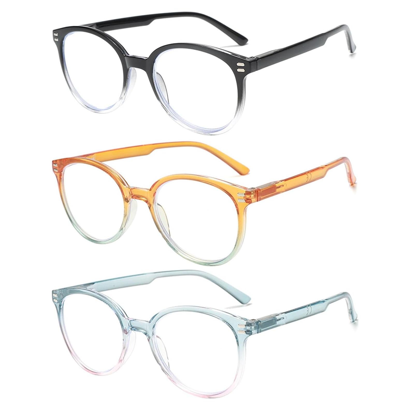 Gafas de lectura redondas retro 3 pack bloqueo luz azul 1.5x