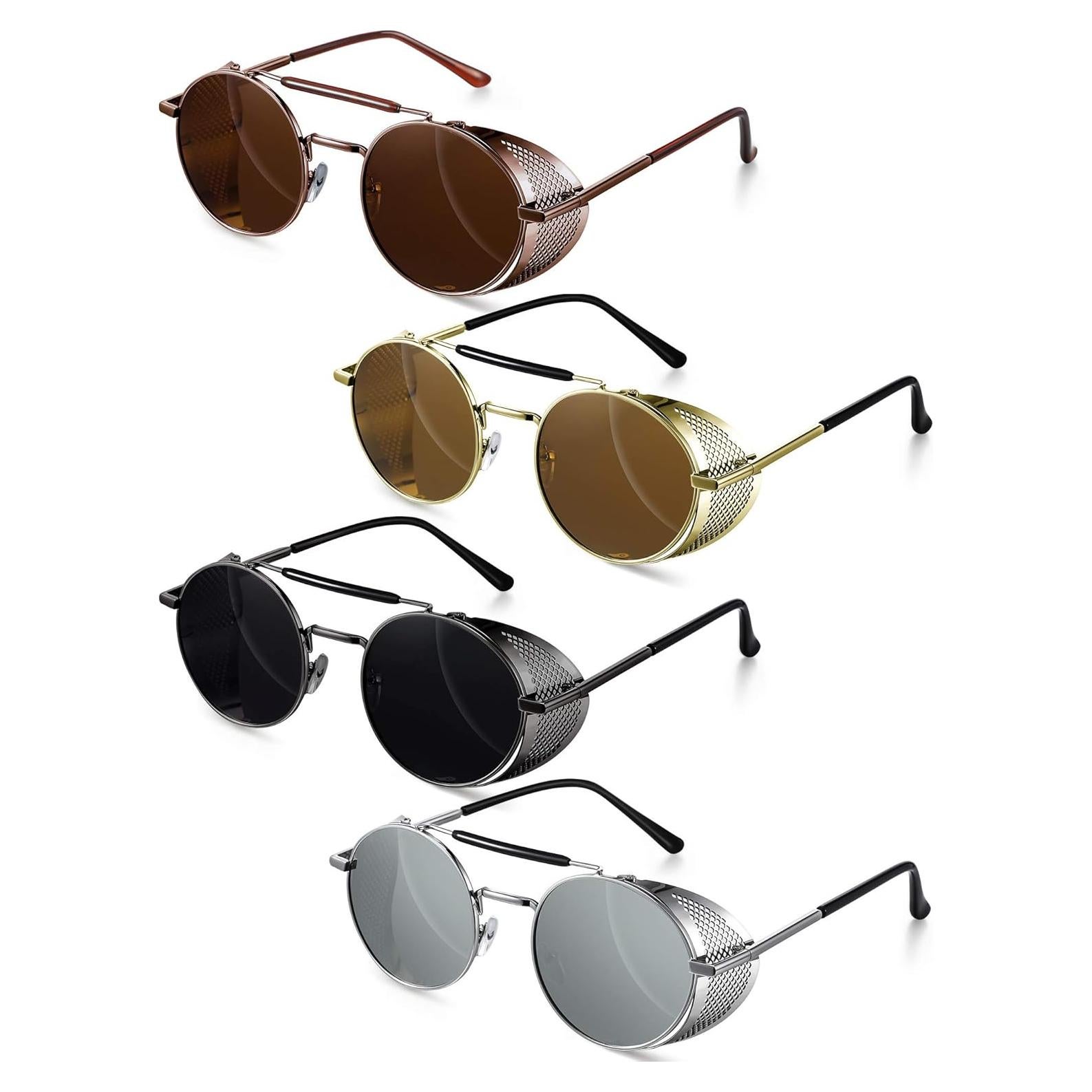 4 Pares de Gafas de Sol Steampunk Retro Unisex Vintage