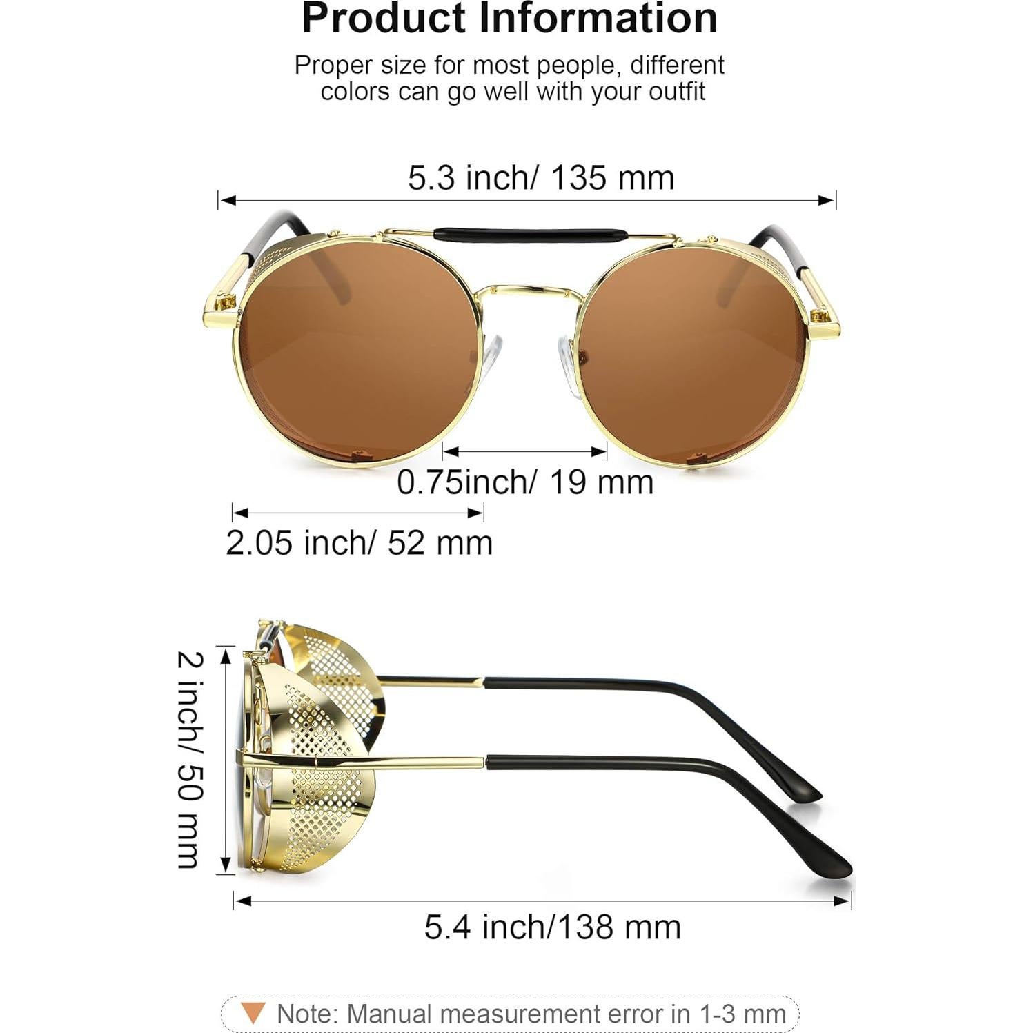 4 Pares de Gafas de Sol Steampunk Retro Unisex Vintage