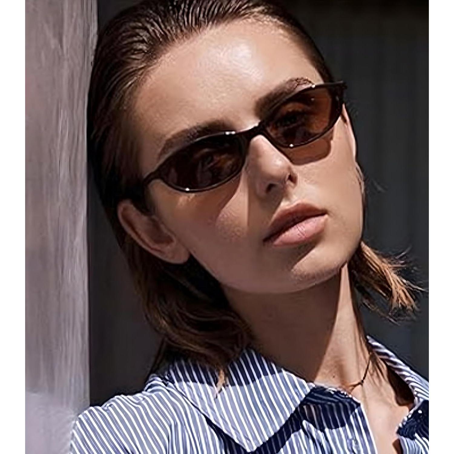 Gafas de sol retro ovaladas YMRFW para mujeres UV protección