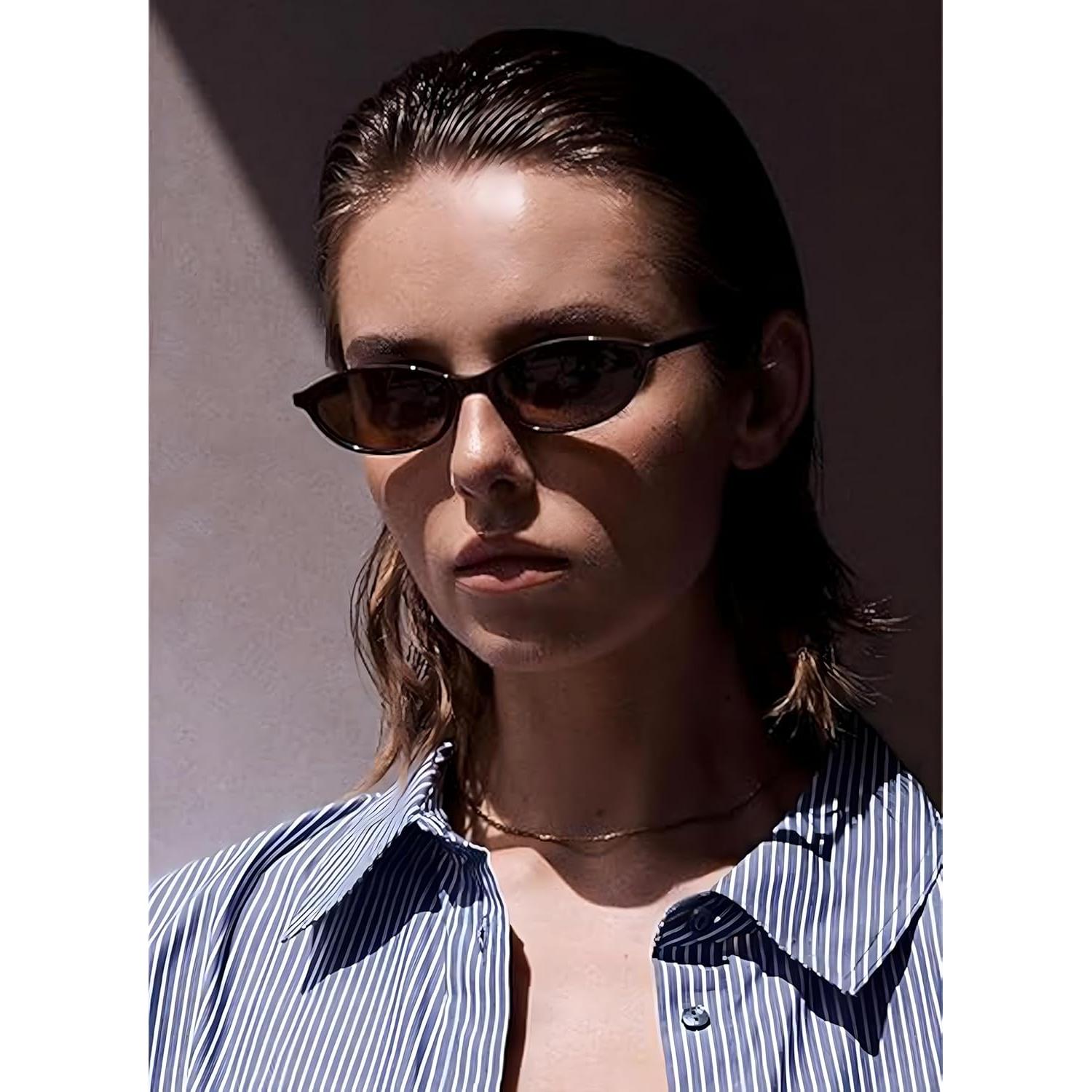 Gafas de sol retro ovaladas YMRFW para mujeres UV protección