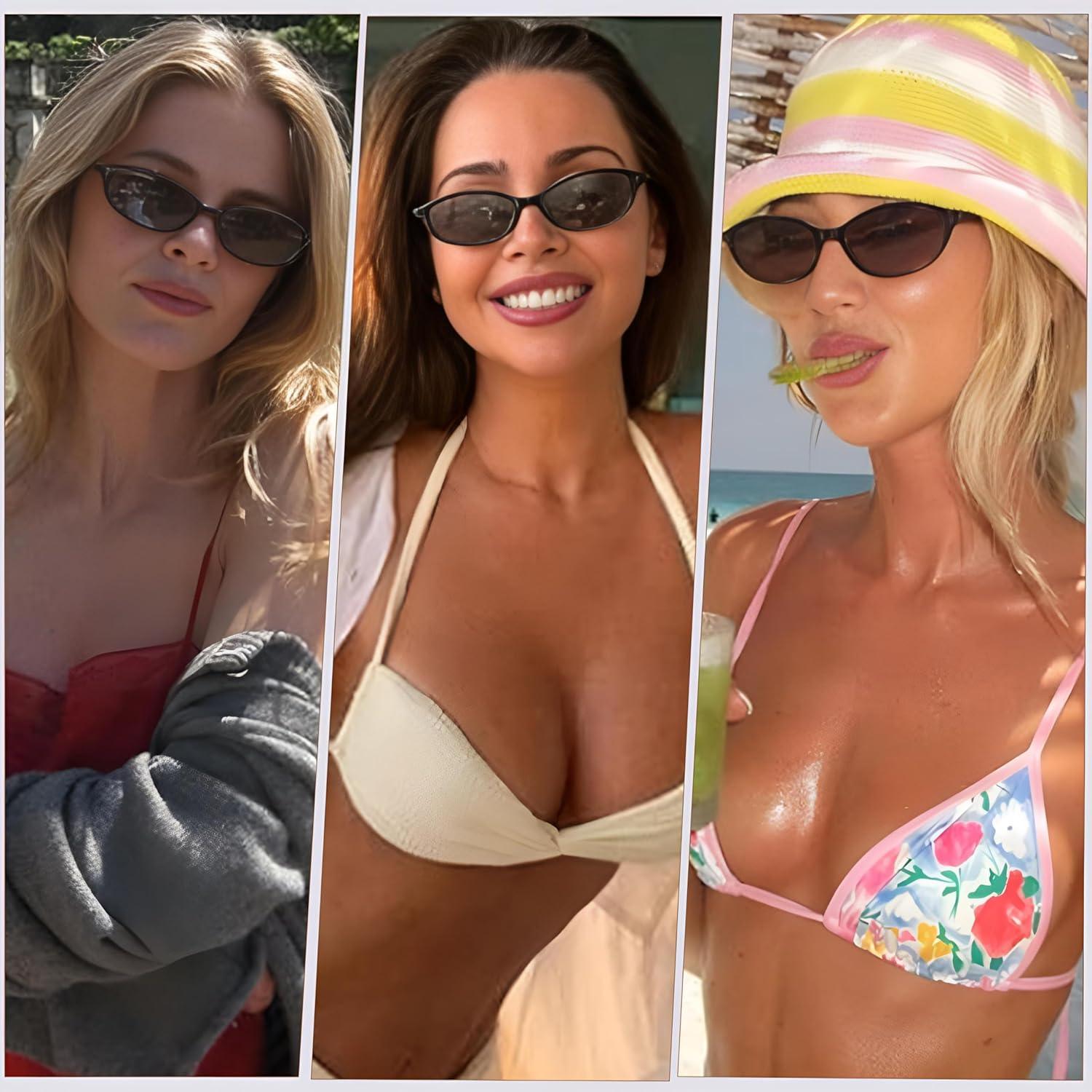 Gafas de sol retro ovaladas YMRFW para mujeres UV protección