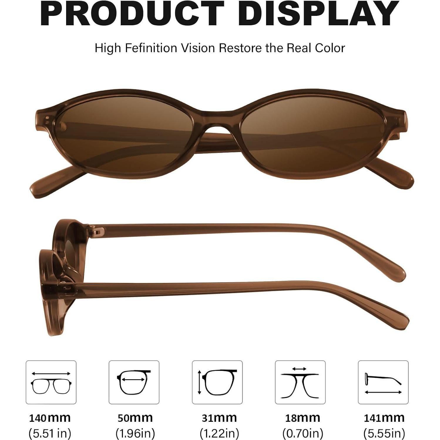 Gafas de sol retro ovaladas YMRFW para mujeres UV protección