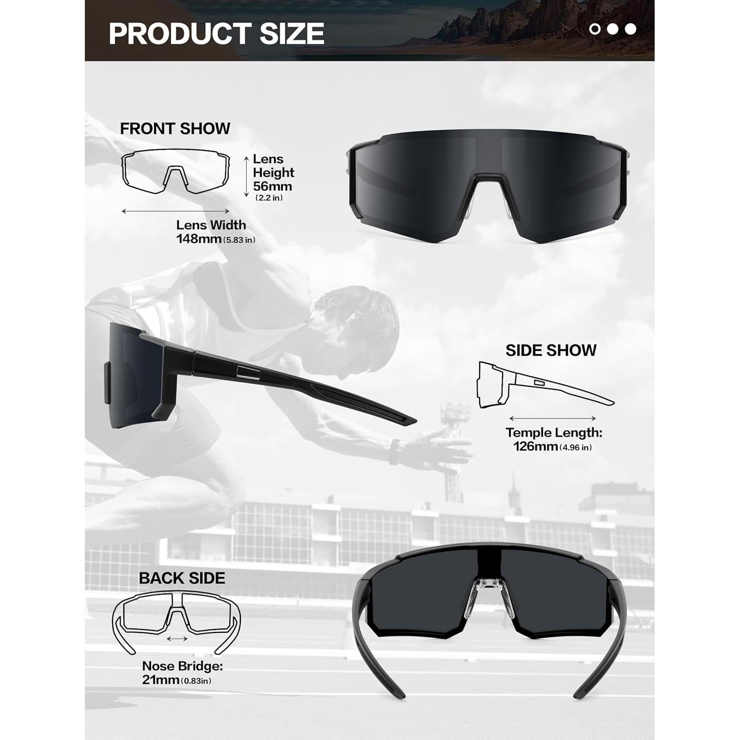 Gafas de Ciclismo Paulburry HD UV400 - Paquete de 3 Unidades