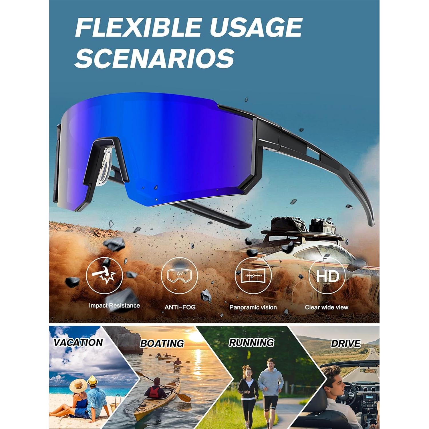 Gafas de Ciclismo Paulburry HD UV400 - Paquete de 3 Unidades