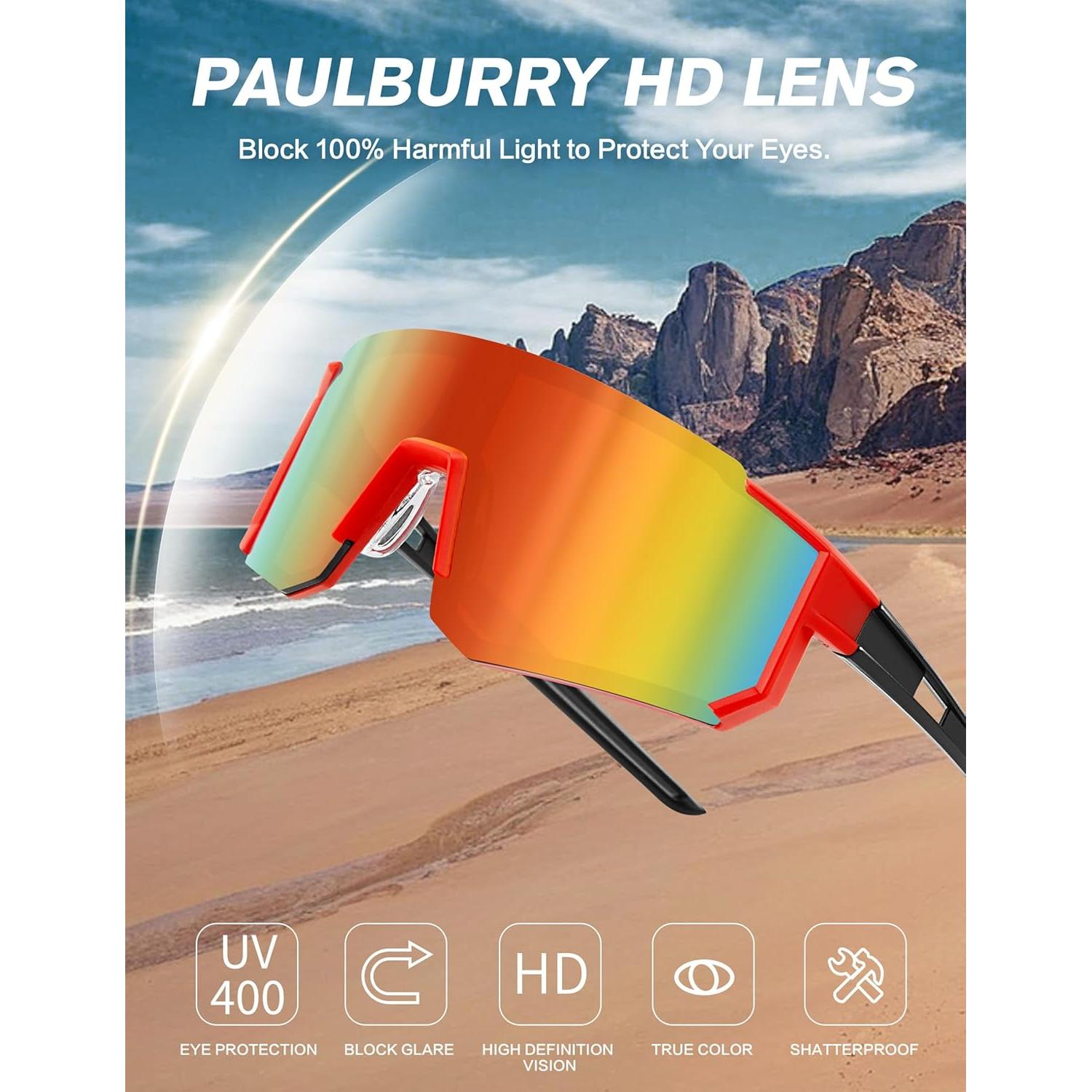 Gafas de Ciclismo Paulburry HD UV400 - Paquete de 3 Unidades