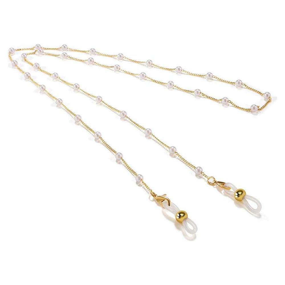Cadena de Gafas de Perlas para Mujeres Oro 18K 80CM