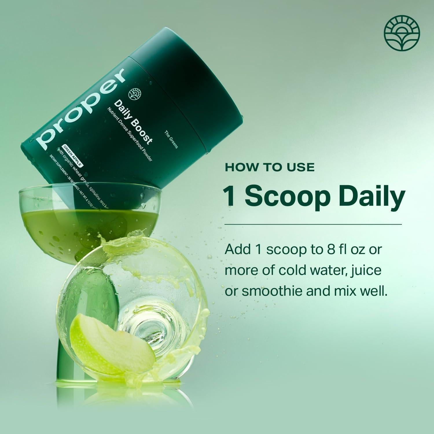 Polvo de Verduras Daily Boost Proper 15 Porciones Sabor Manzana