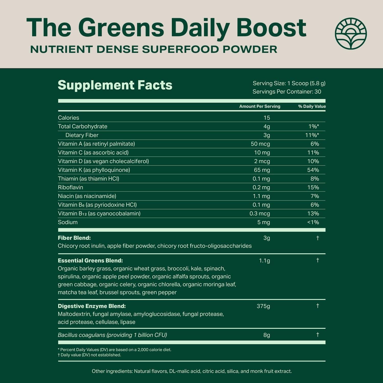 Polvo de Verduras Daily Boost Proper 15 Porciones Sabor Manzana