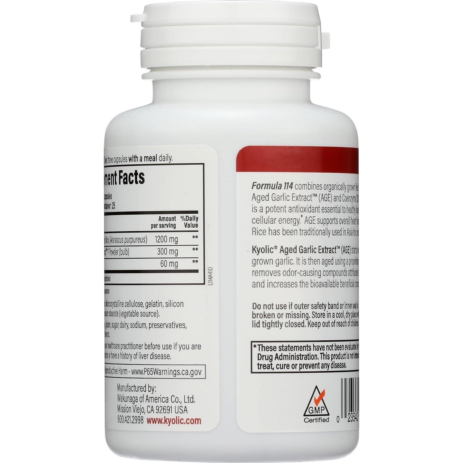 Extracto de Ajo Envejecido Kyolic 75 Cápsulas CoQ10 y Levadura