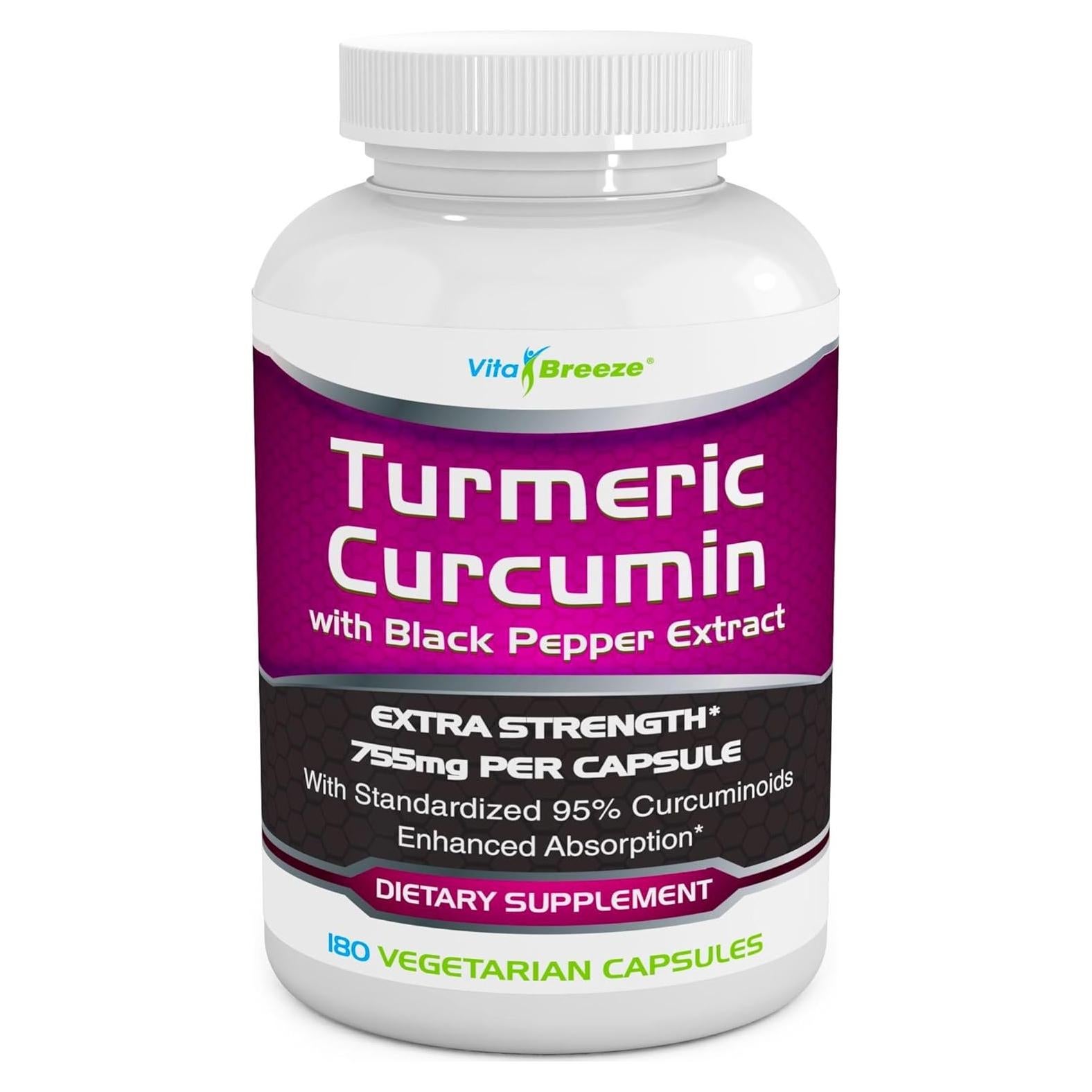 Suplemento de Cúrcuma y Curcumina VitaBreeze 180 Cápsulas