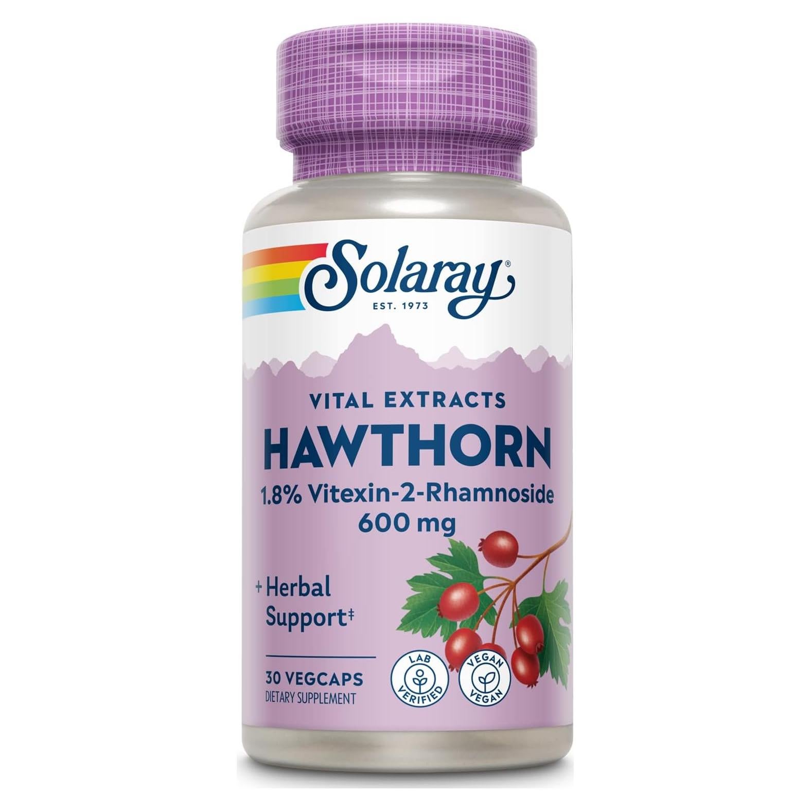 Suplemento de Extracto de Espino Solaray 600mg - 30 Cápsulas