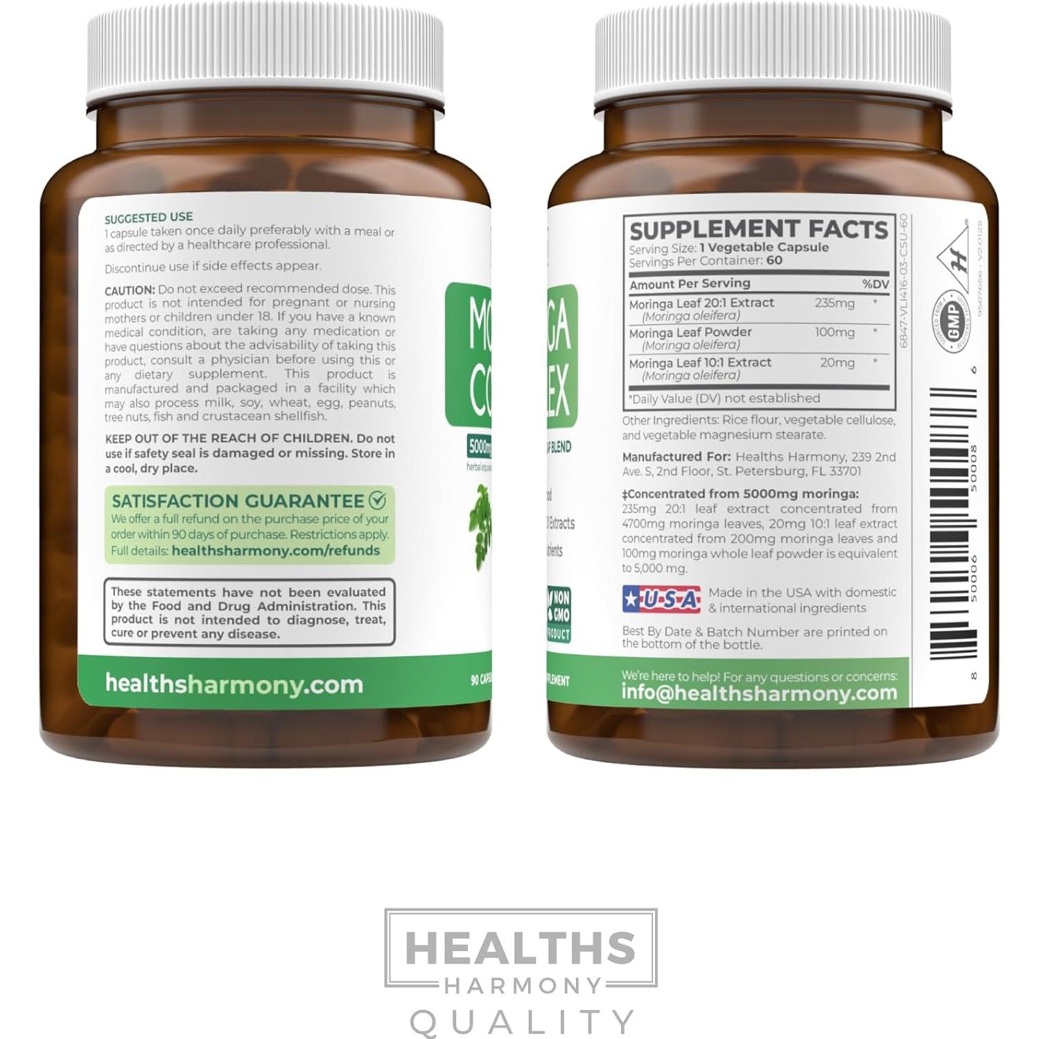 Cápsulas de Moringa Healths Harmony 5000mg 60 Unidades