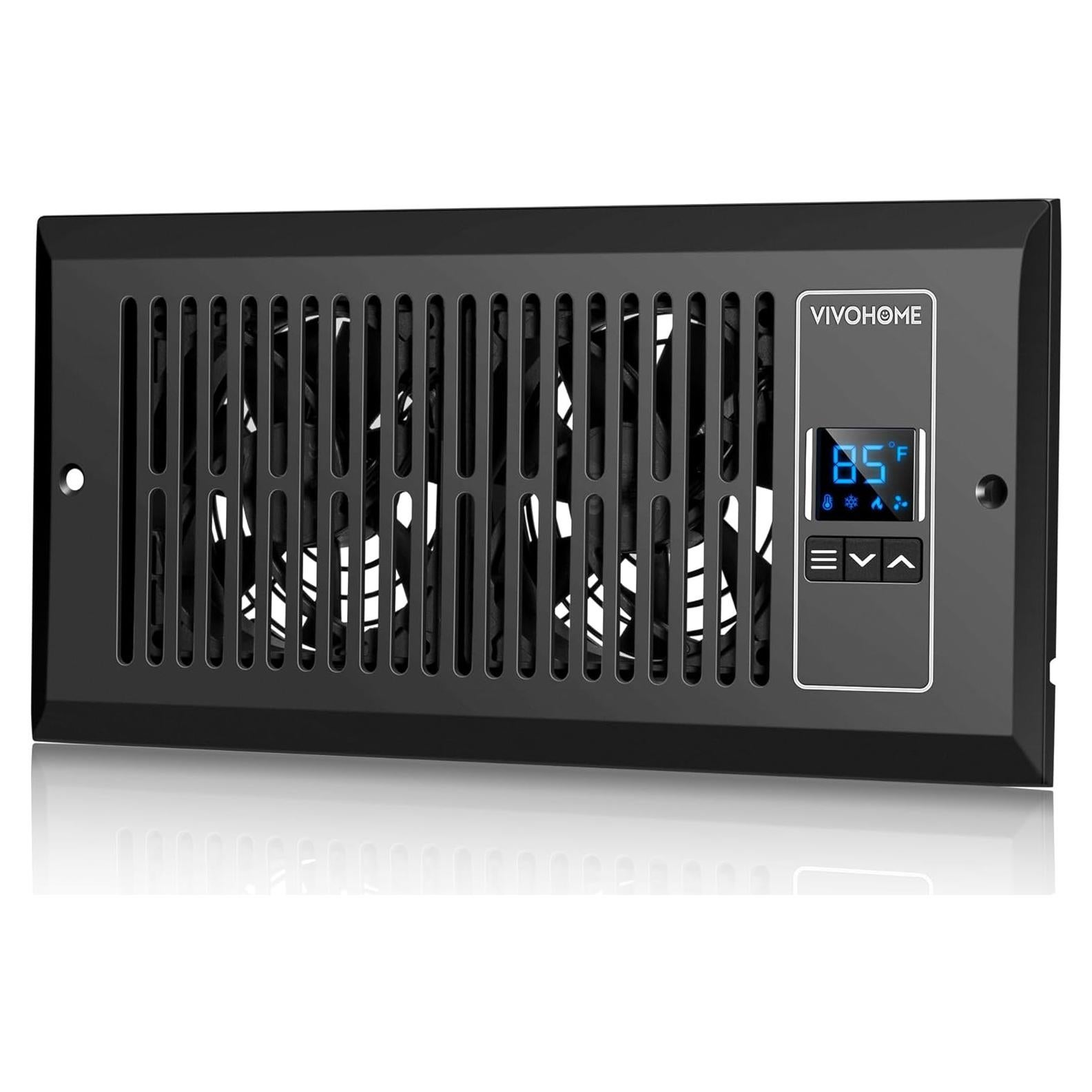 Ventilador de Refuerzo VIVOHOME 10 cm x 25.4 cm Negro con Termostato