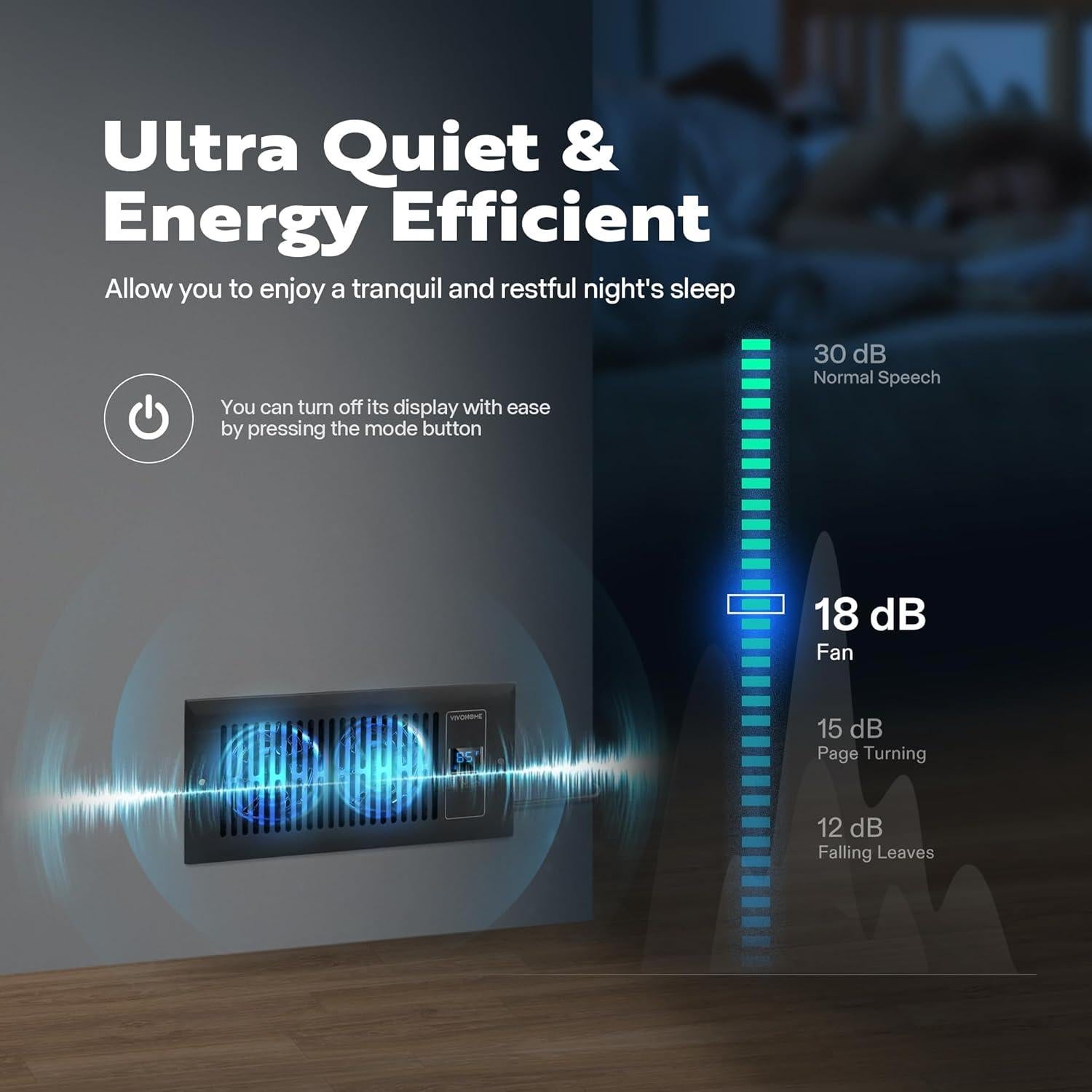 Ventilador de Refuerzo VIVOHOME 10 cm x 25.4 cm Negro con Termostato