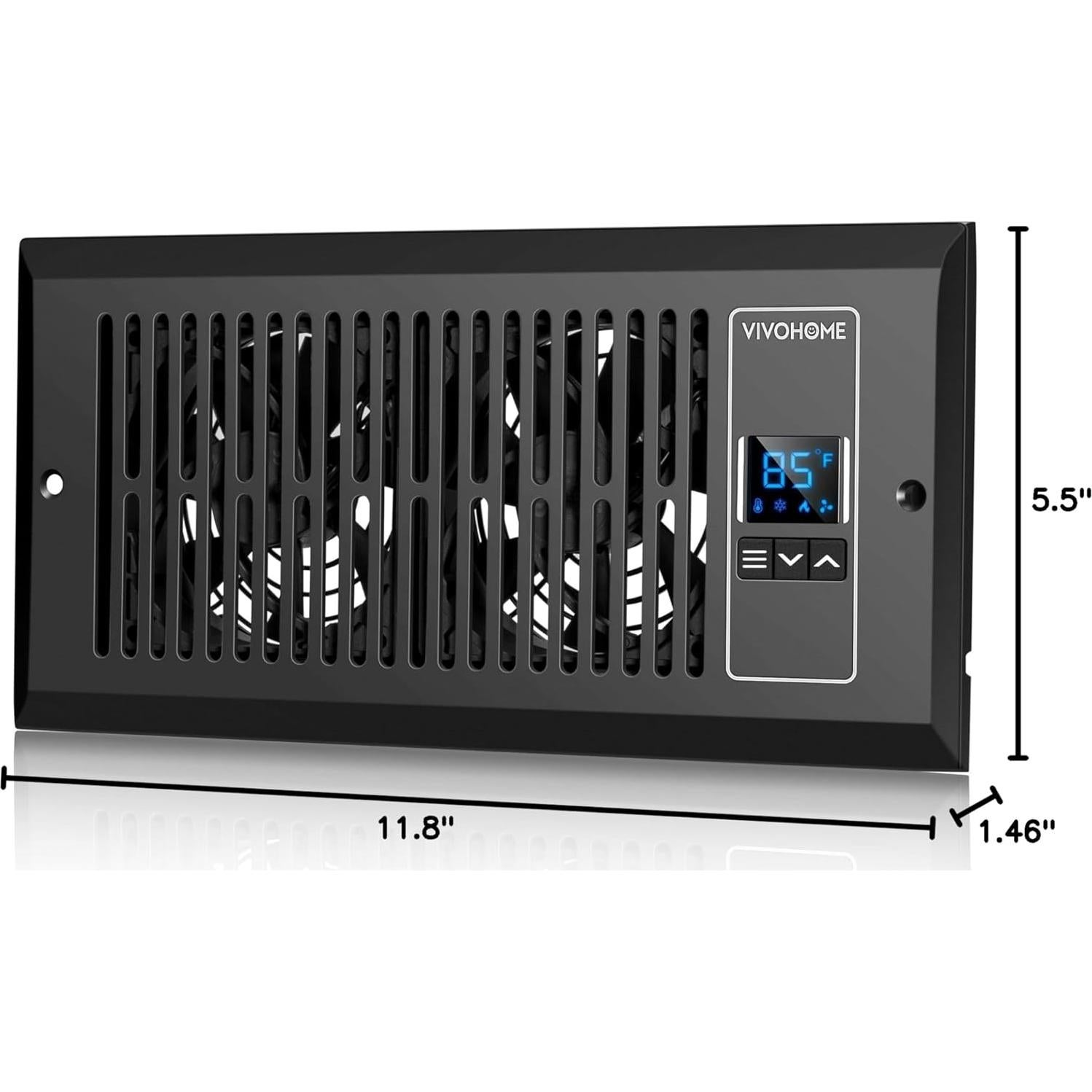 Ventilador de Refuerzo VIVOHOME 10 cm x 25.4 cm Negro con Termostato