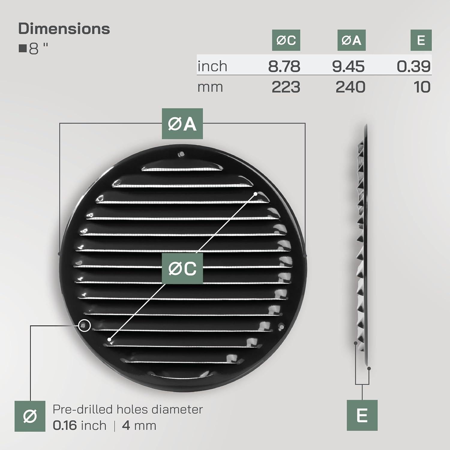 Cubierta de Ventilación Soffit Negra 20.32 cm Vent Systems