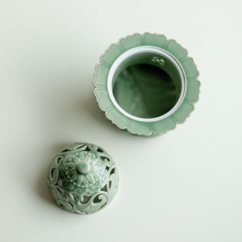 Horno de Incienso Hermit Life Celadón 13x16 cm con Tapa Loto