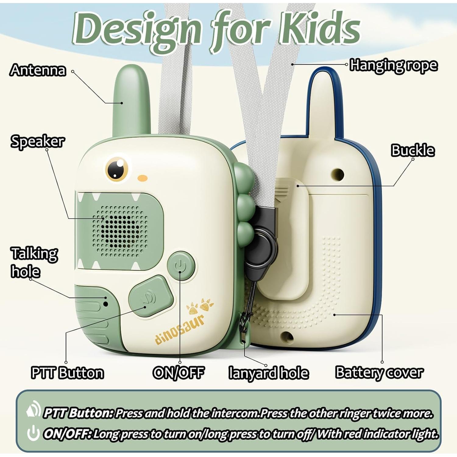 Walkie Talkies Dinosaurio MINGKIDS para Niños 3-9 Años