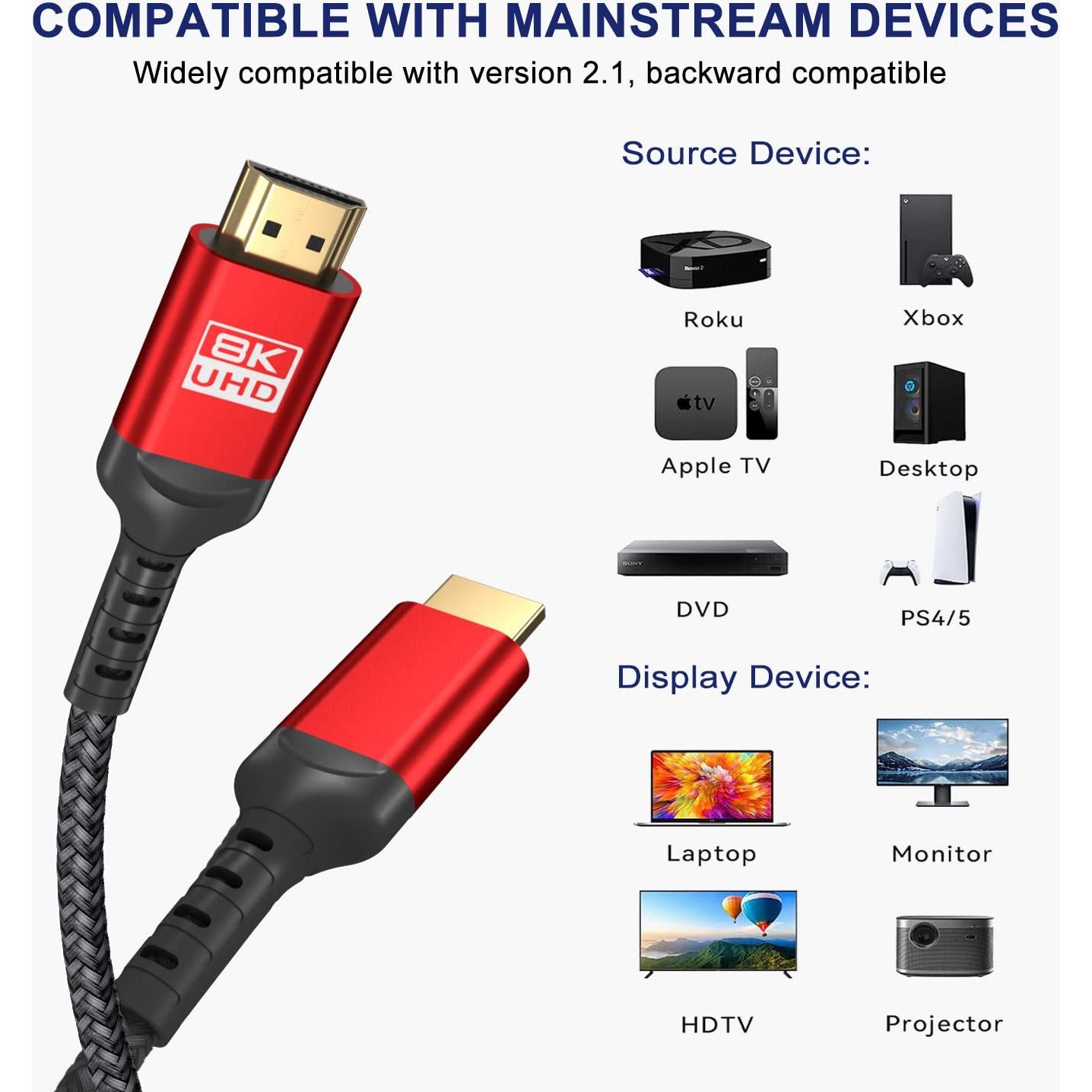 Cable HDMI 8K ALLEASA 7.62m Alta Velocidad 48Gbps 4K 120Hz