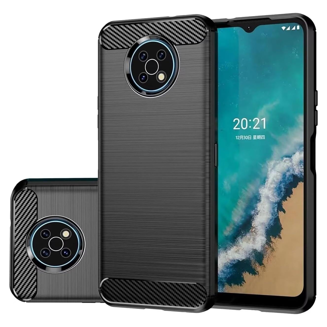 Compatible with Nokia G50 Case, TA-1358 Case, Slim Thin Carbon Fiber Phone Case TPU Soft Back Cases Anti-Scratch Shockproof Protective Cover for Nokia G50 Black