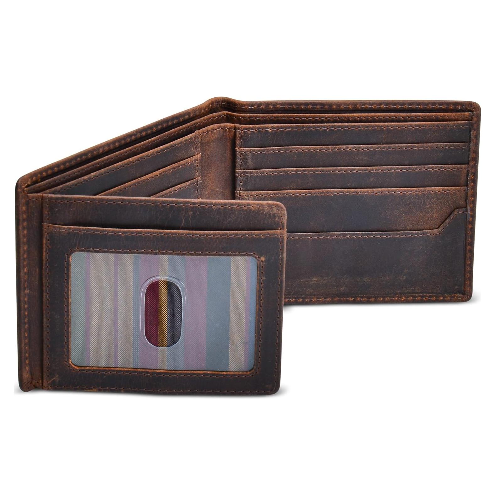 Cartera de Cuero Bifold para Hombre BULL GUARD Crazy Horse RFID