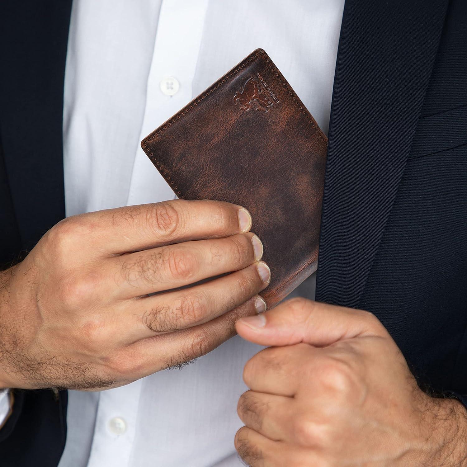 Cartera de Cuero Bifold para Hombre BULL GUARD Crazy Horse RFID