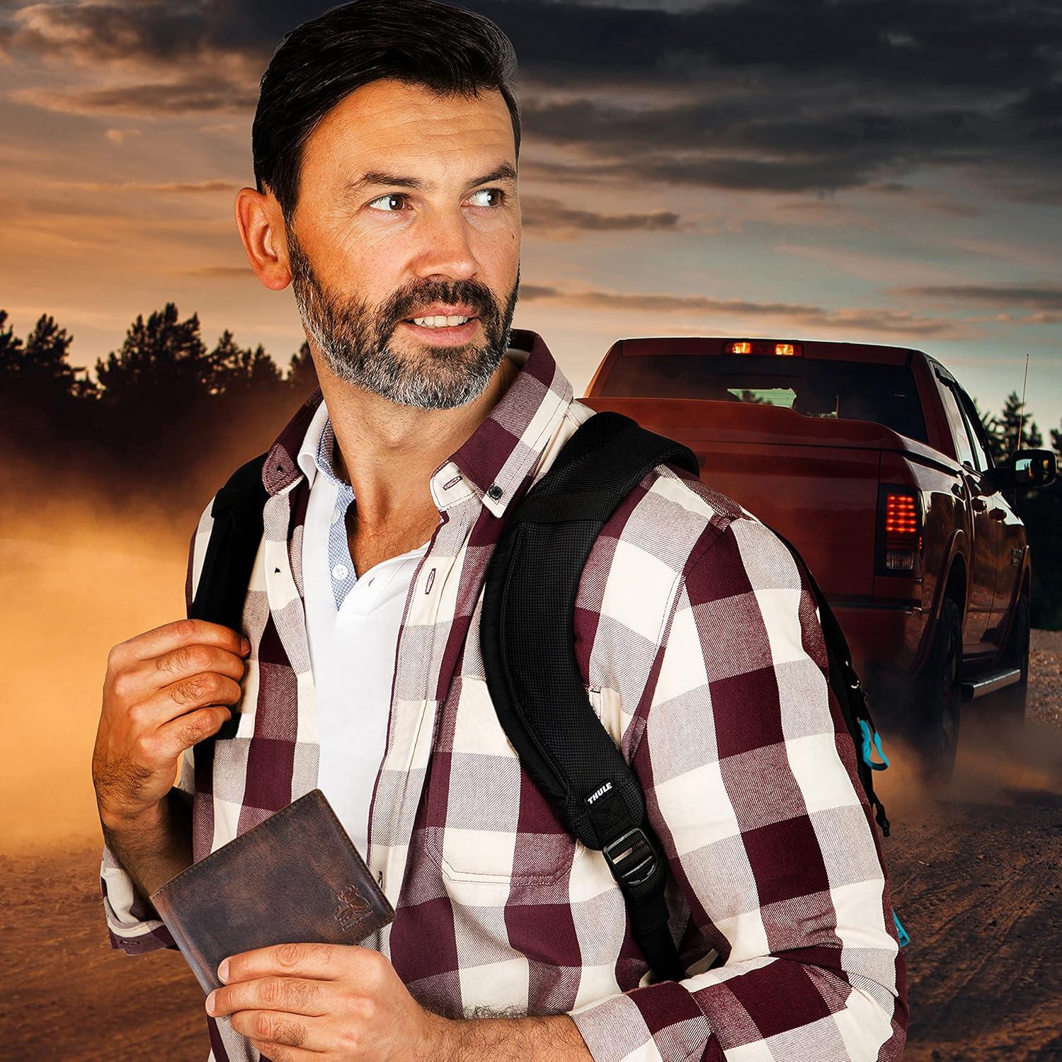 Cartera de Cuero Bifold para Hombre BULL GUARD Crazy Horse RFID