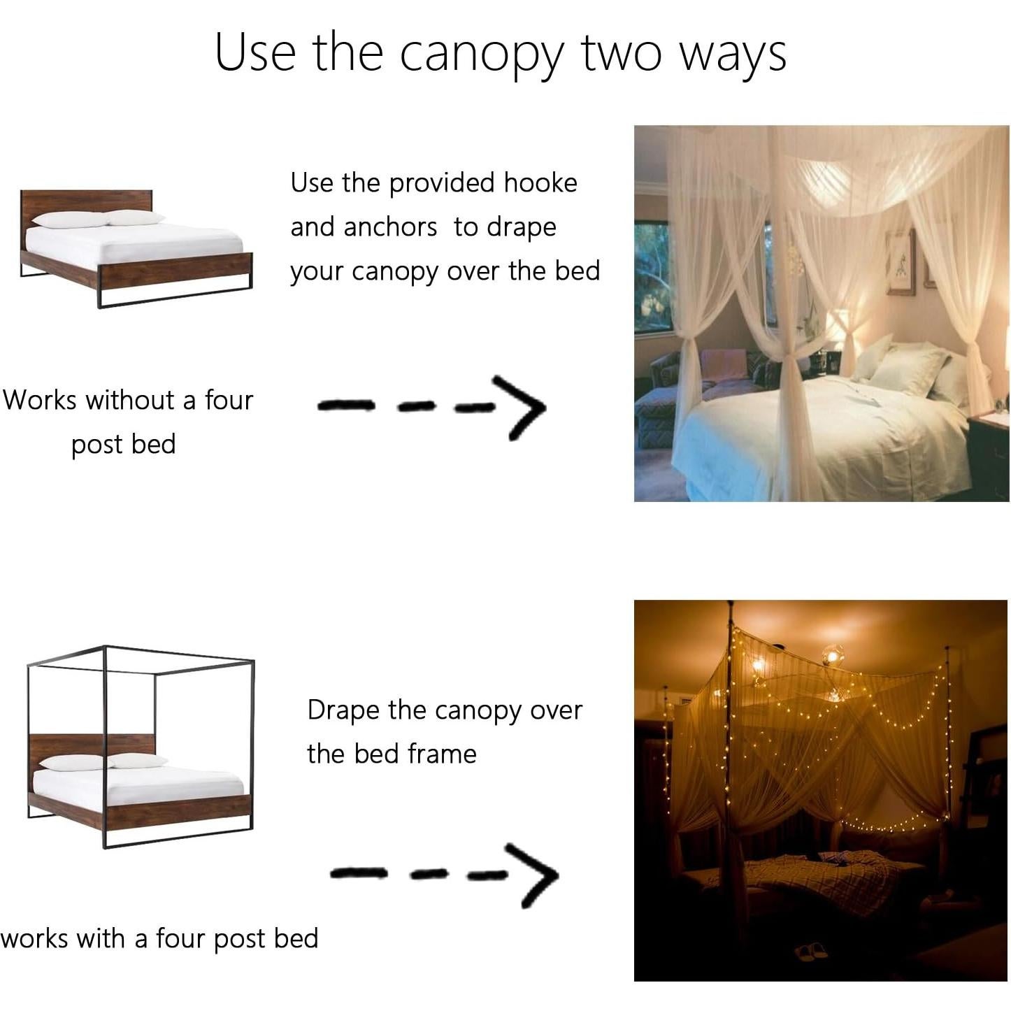 Dosel de Cama Negro Comtelek 220x200x250 cm Mosquitera