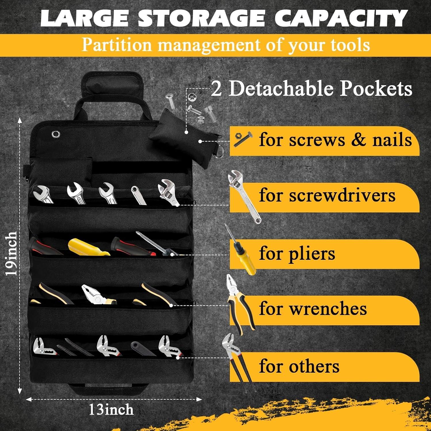 Bolsa de Herramientas Enrollable Sweetude Negra 4 Compartimentos