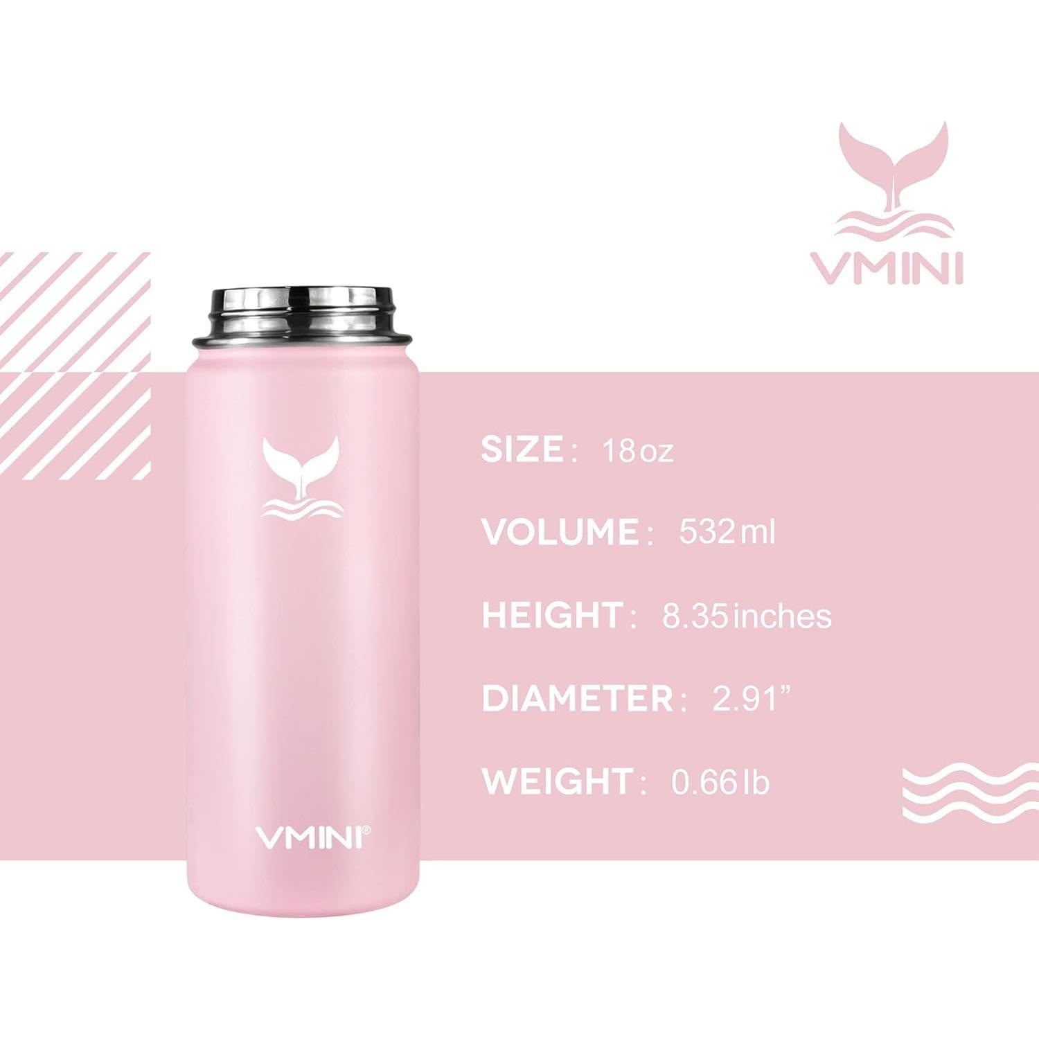 Botella de Agua Vmini 532ml Acero Inoxidable Aislada con Pajilla