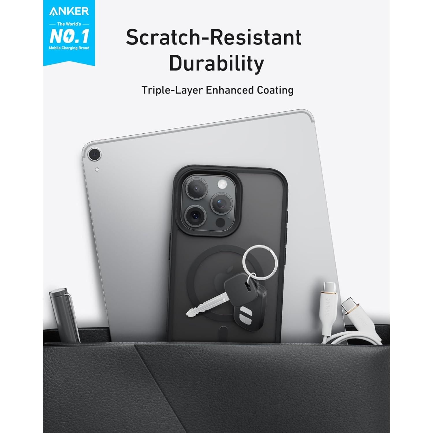 Funda Magnética Anker MagGo para iPhone 15, Ultra-Fina, Negra