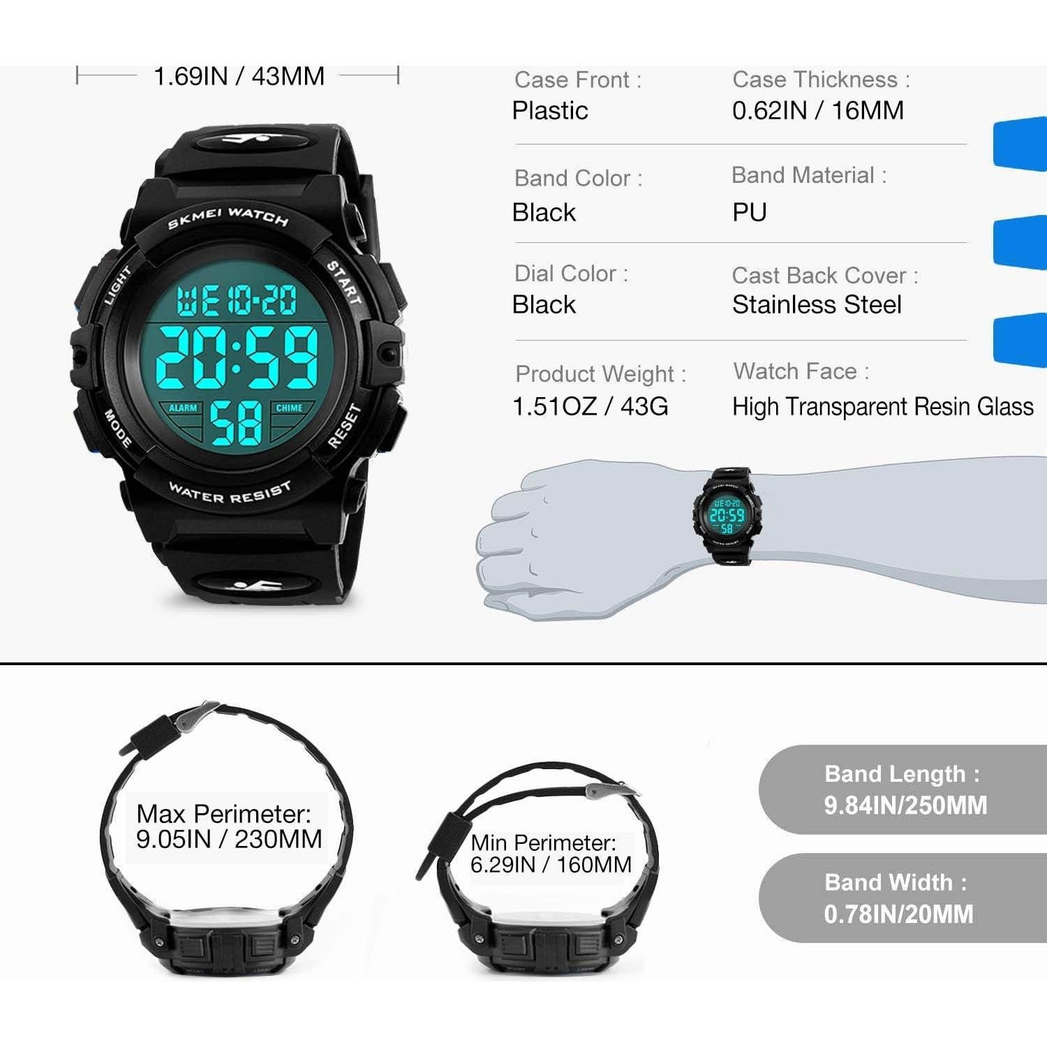 Reloj Deportivo Digital Cofuo para Niños Impermeable LED