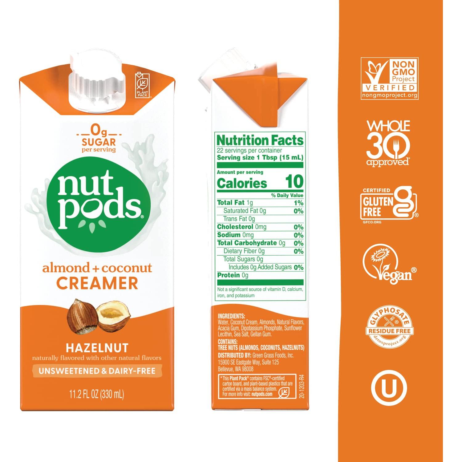 Crema de Avellana Nutpods - Sin Azúcar, Vegana, Keto, 4 Pack