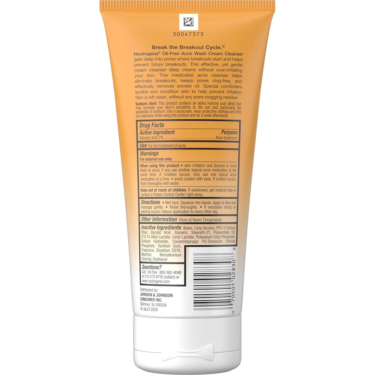 Limpiador Facial Neutrogena 198.4 ml Sin Aceite para Acné 2% Ácido Salicílico