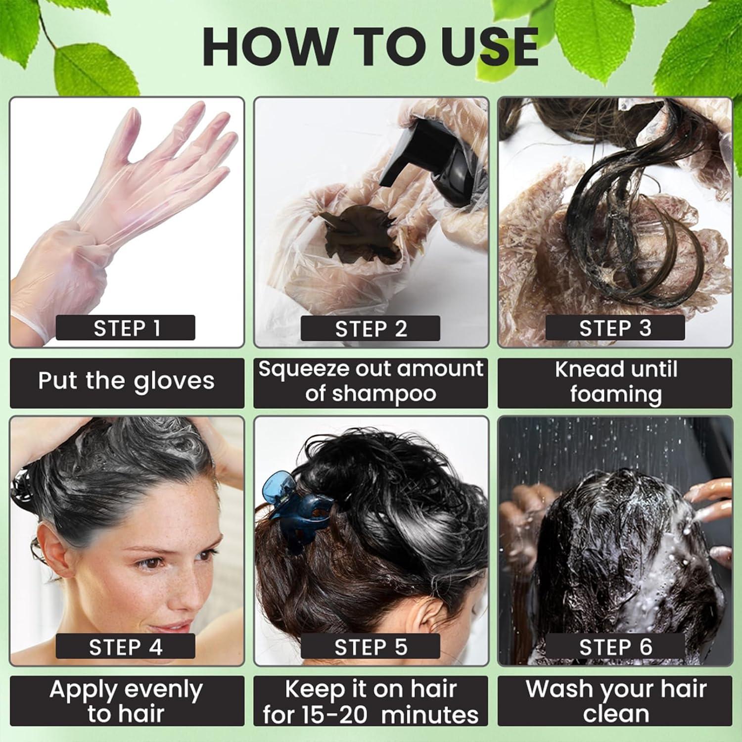 Champú para Teñir Cabello VOLLUCK 3 en 1 Negro - Cobertura Canas