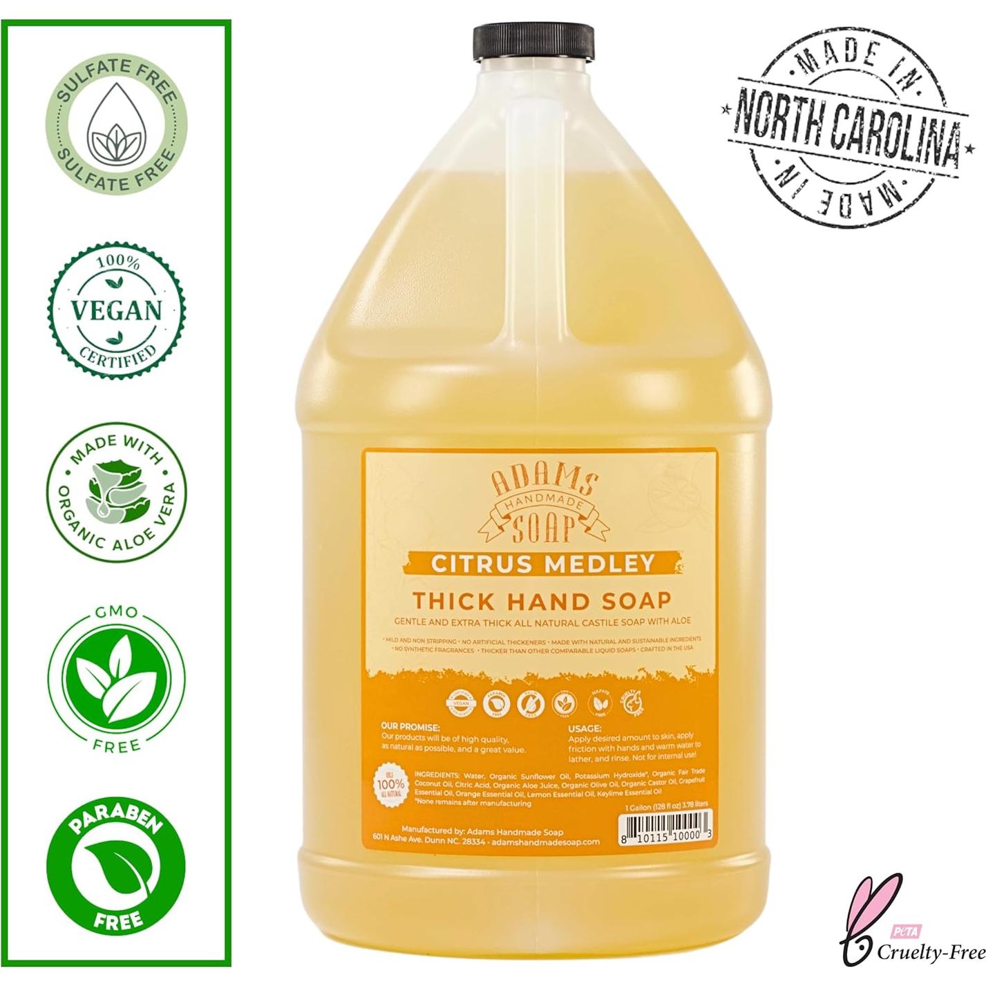 Jabón Líquido de Castile Orgánico Adams 3.78L Mezcla de Cítricos