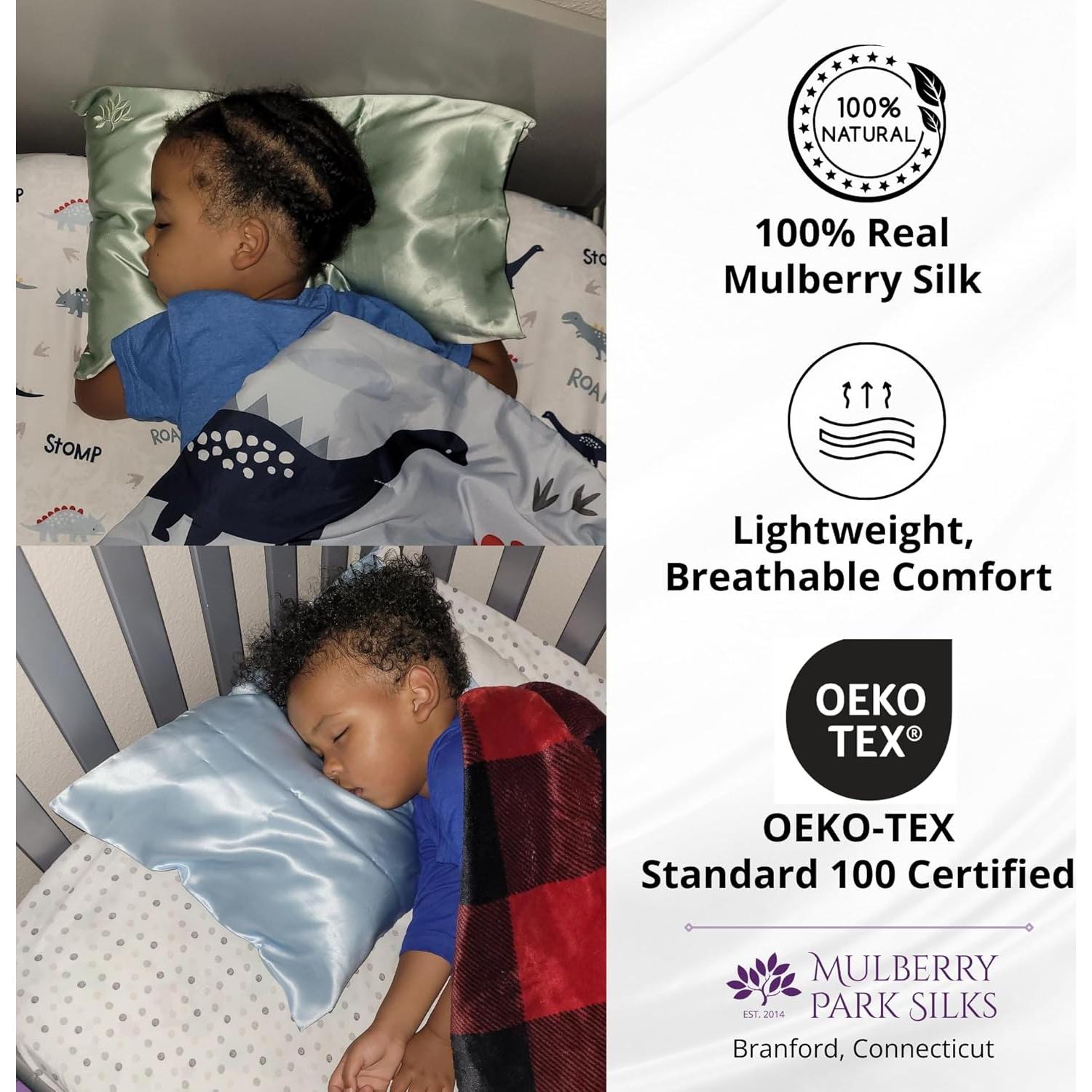 Funda de Almohada de Seda Mulberry Park 33x46 cm Azul