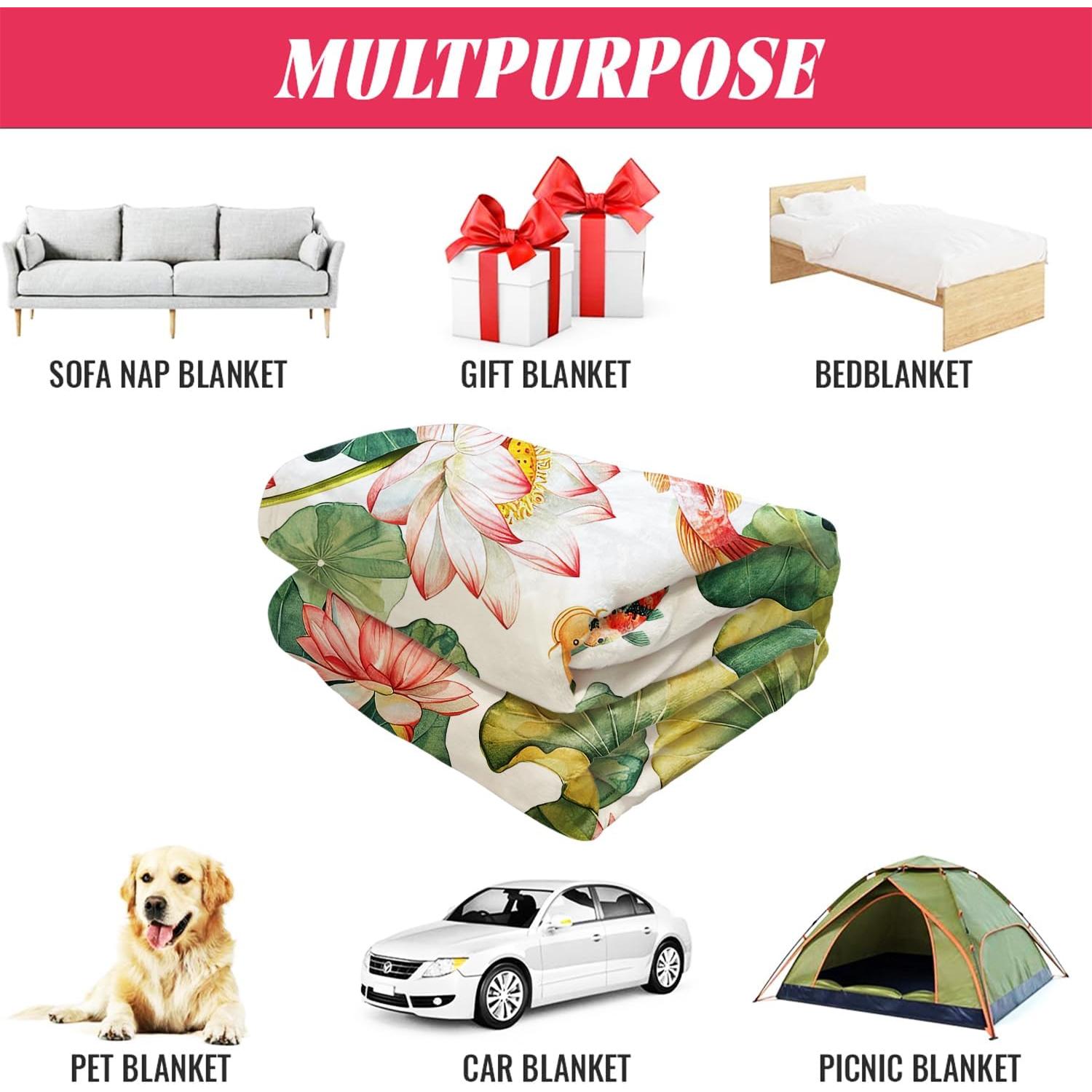 Manta de Forro Polar HommomH Koi y Loto 127x152 cm