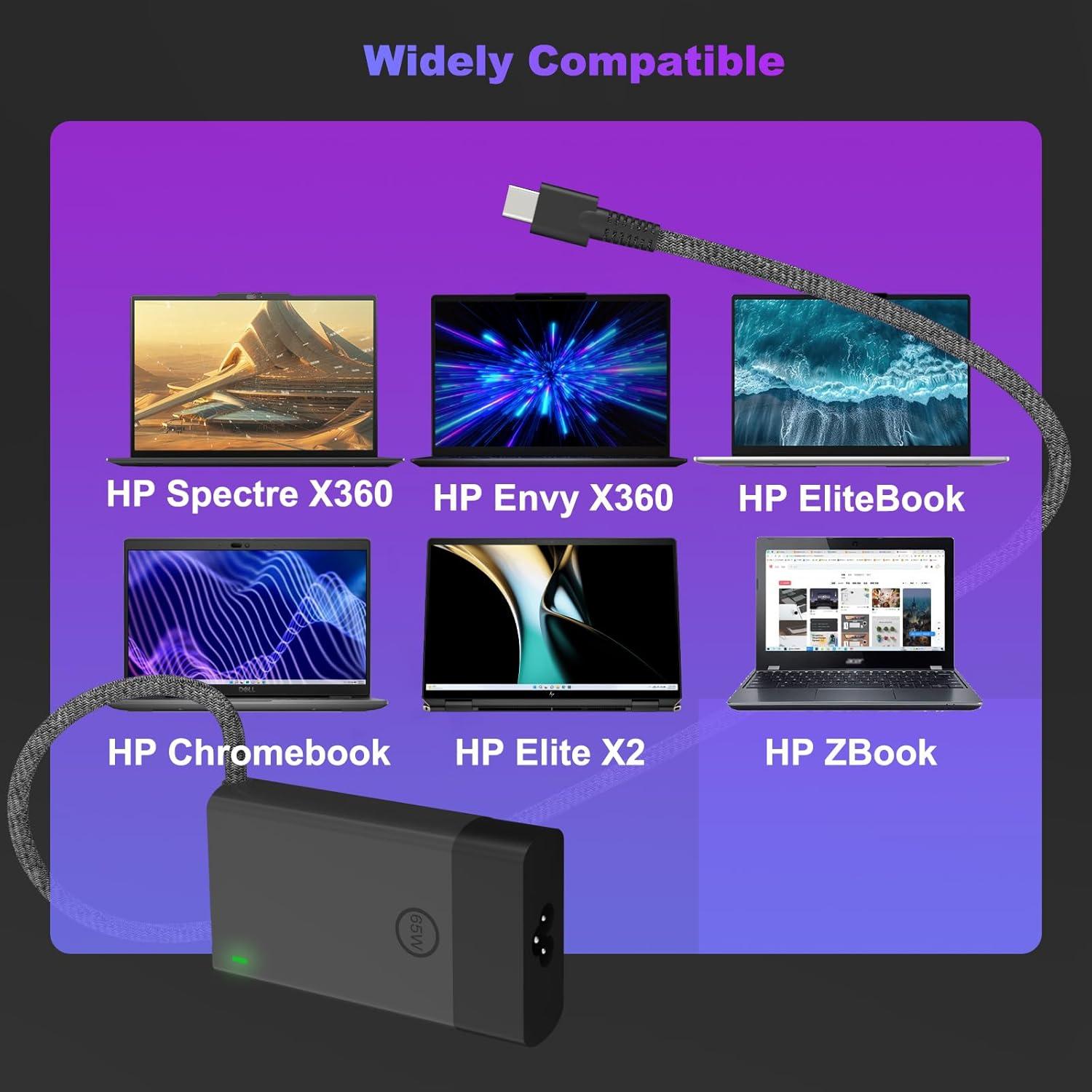 Cargador USB Tipo C 65W para Laptop HP Spectre Envy