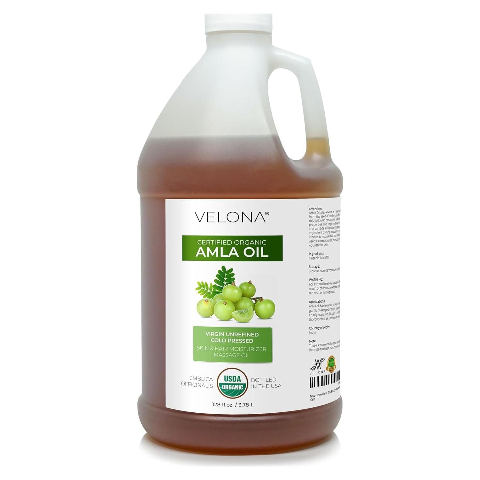 Aceite de Amla Orgánico Velona 3.78L - 100% Puro y Natural