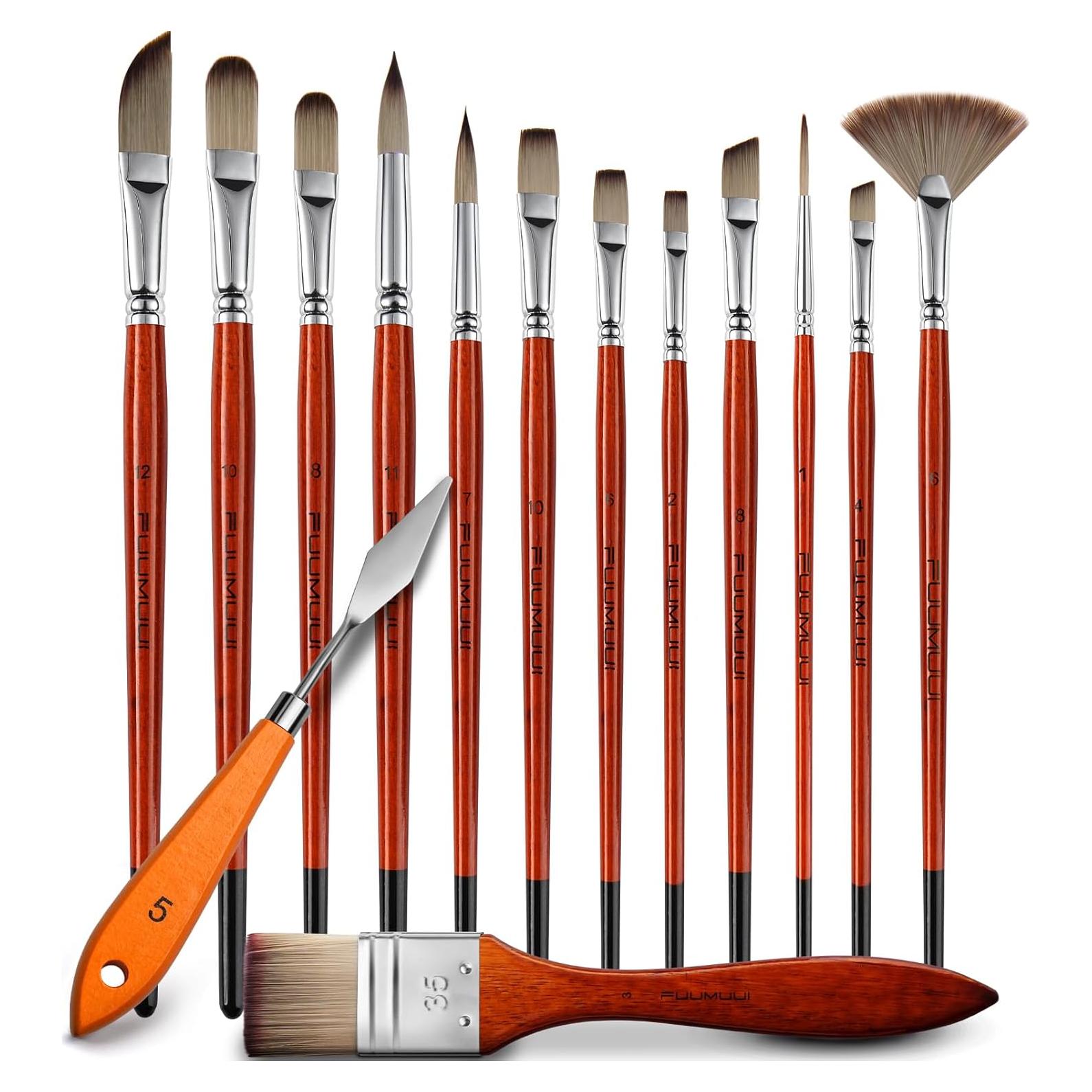 Juego de Pinceles de Pintura Acrílica Fuumuui 14 Piezas