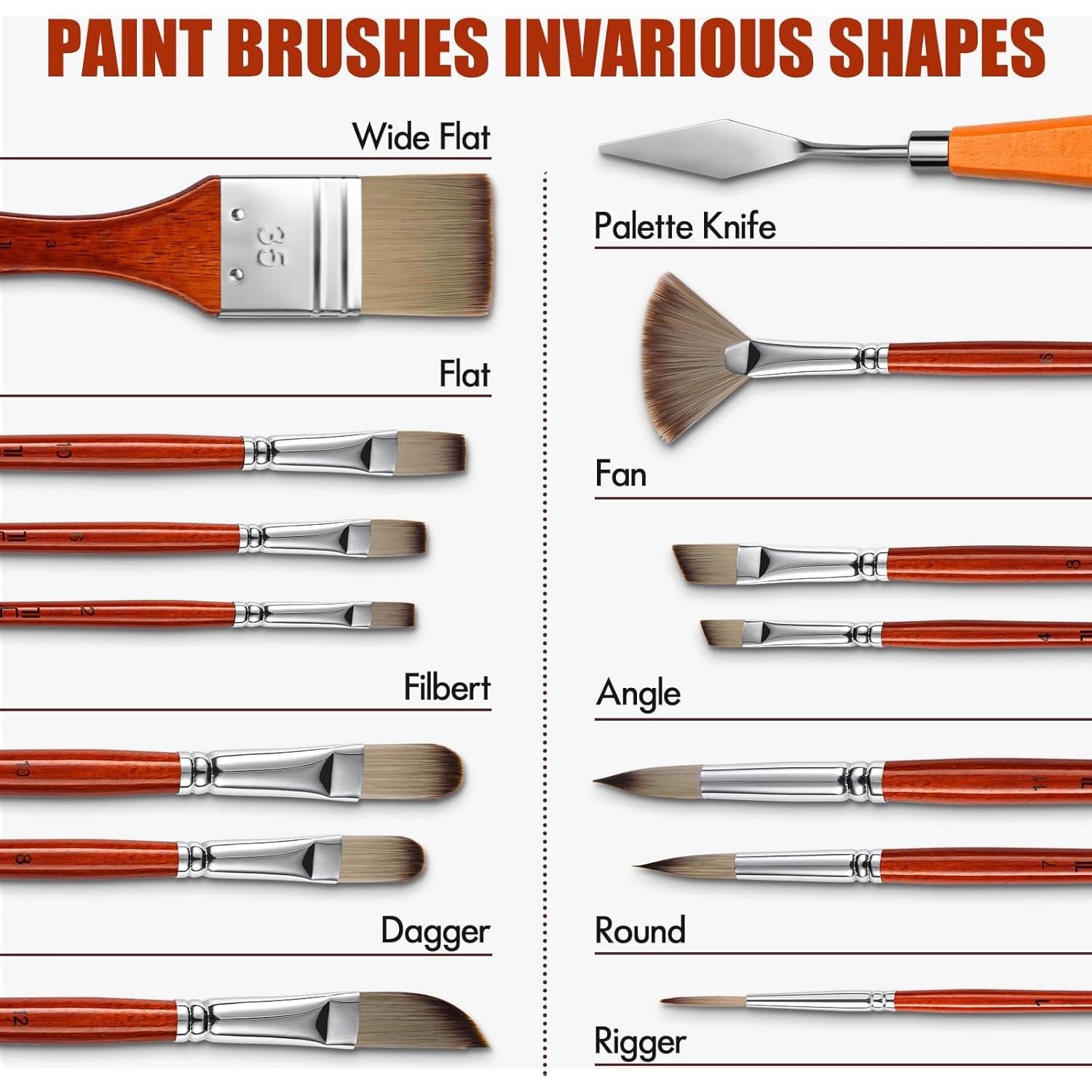 Juego de Pinceles de Pintura Acrílica Fuumuui 14 Piezas