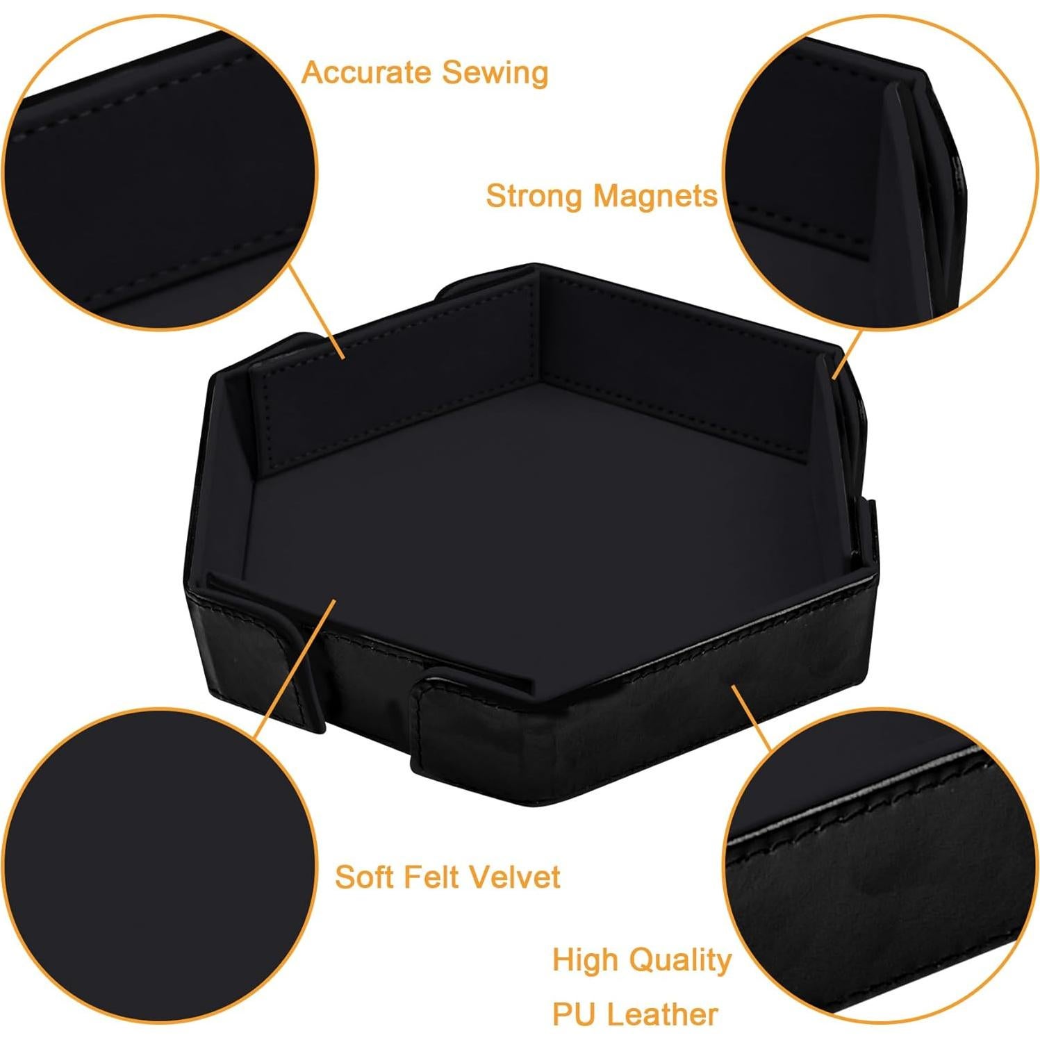 Bandeja de Dados Magnética Plegable SIQUK Hexagonal Negra