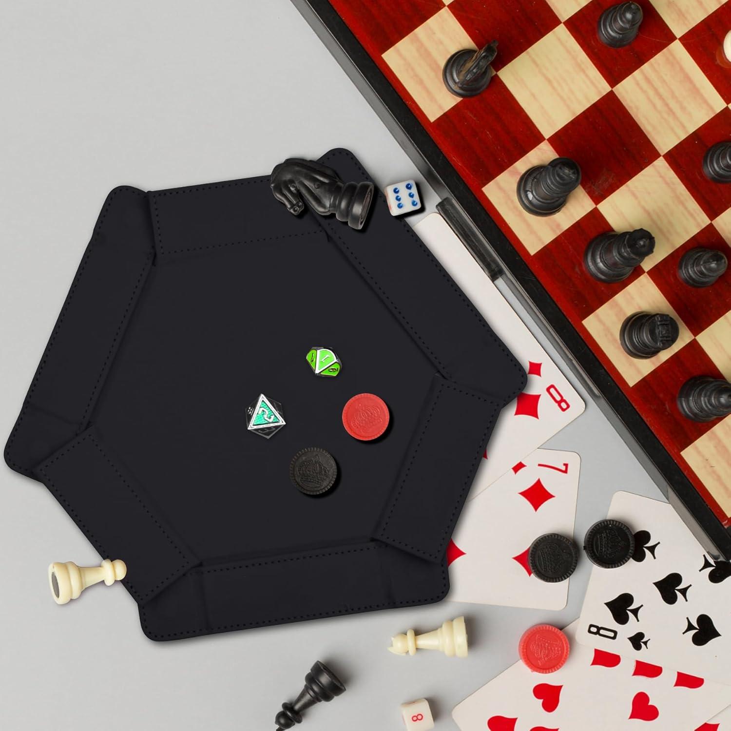 Bandeja de Dados Magnética Plegable SIQUK Hexagonal Negra