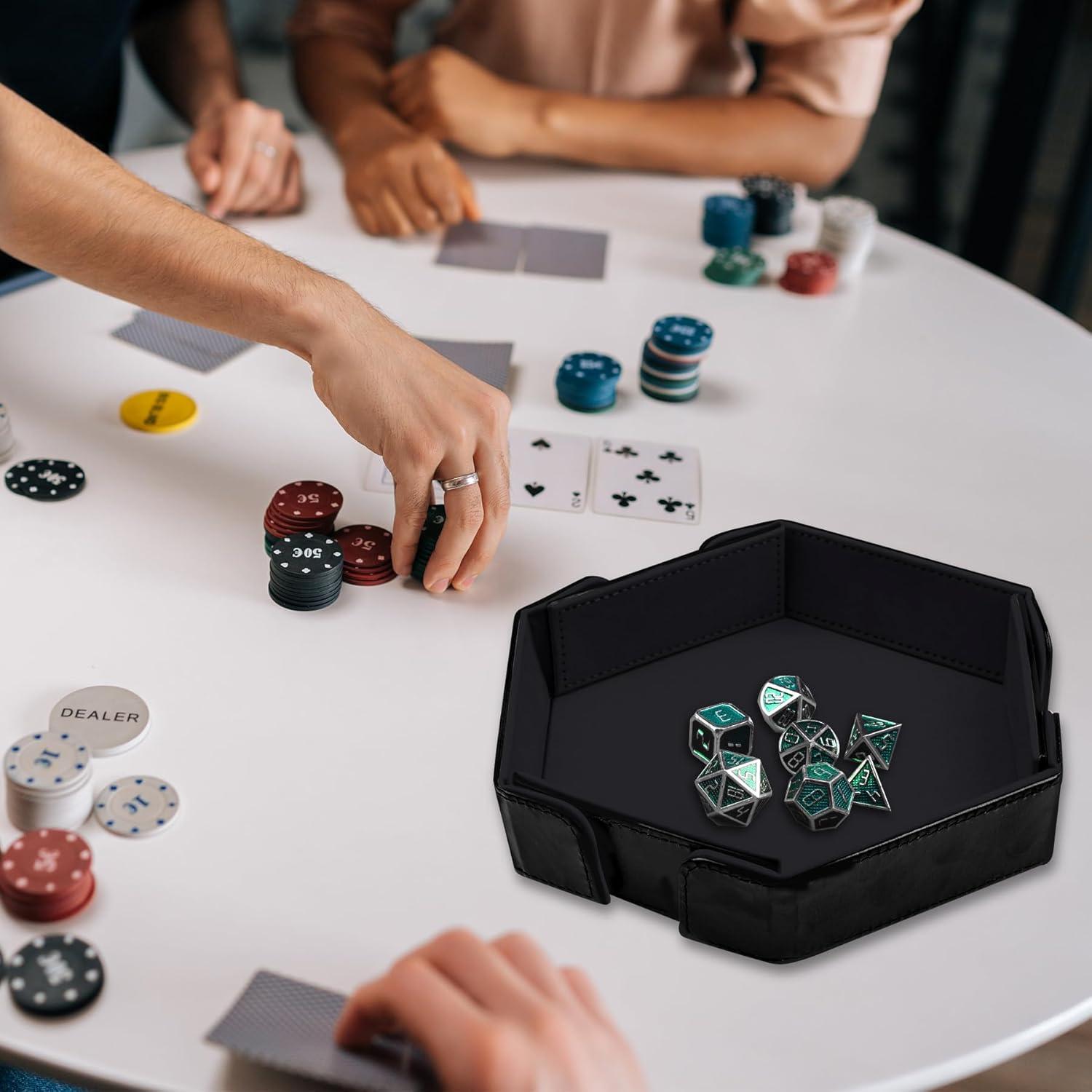 Bandeja de Dados Magnética Plegable SIQUK Hexagonal Negra