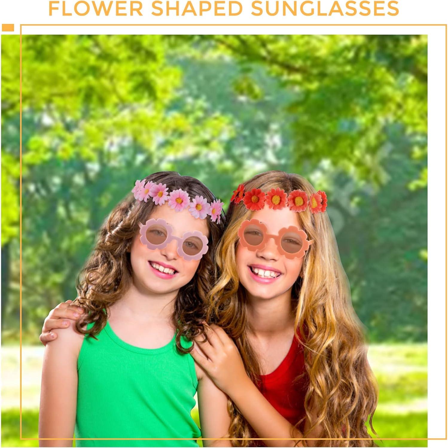 Gafas de sol retro con diademas de flores para fiesta